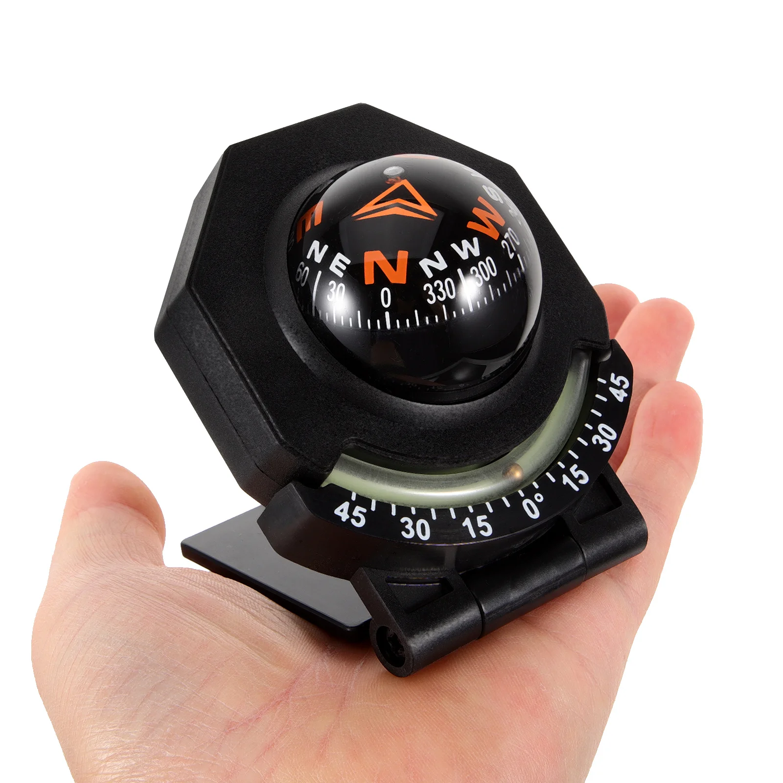 Auto Glow-in-the-dark Car Compass Ball Foldable Adjustable Measurement Tilt Angle Traceless Double-sided Tape Decoration