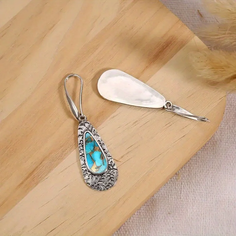 2PCS Retro Bohemian Earrings Imitation Turquoise Vintage Jewelry Birthday Party Aesthetic Accessories For designer earrings
