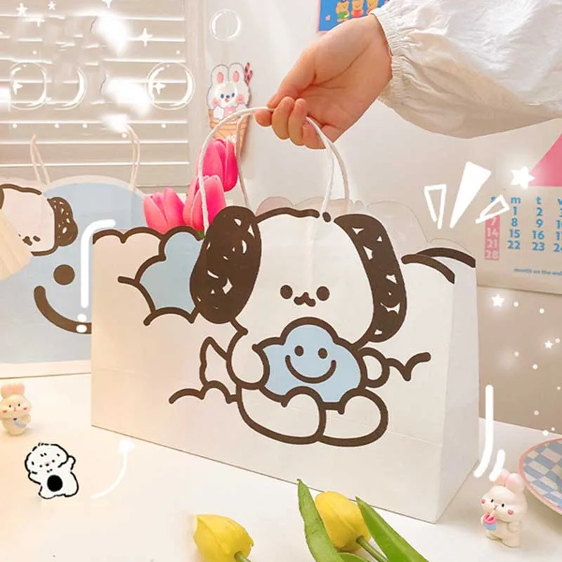 

Portable Paper Bags Kawaii Cartoon Dogs Gift Packaging for Thanksgiving Wedding Birthday Guests Navidad Christmas Present Bag