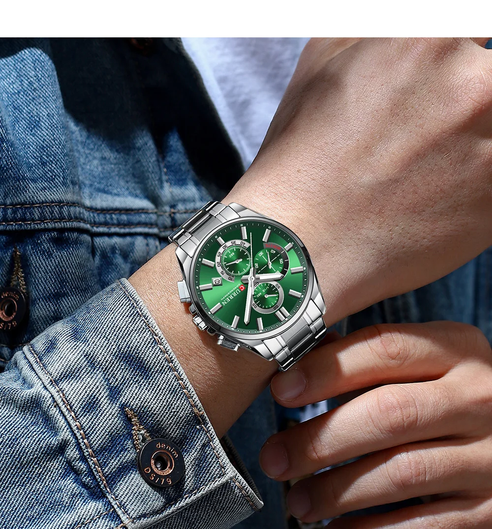 CURREN 8475 New Fashion Men's Quartz Watch Business Calendar Watch 6-Hand Stainless Steel Strap Quartz Watch view 6