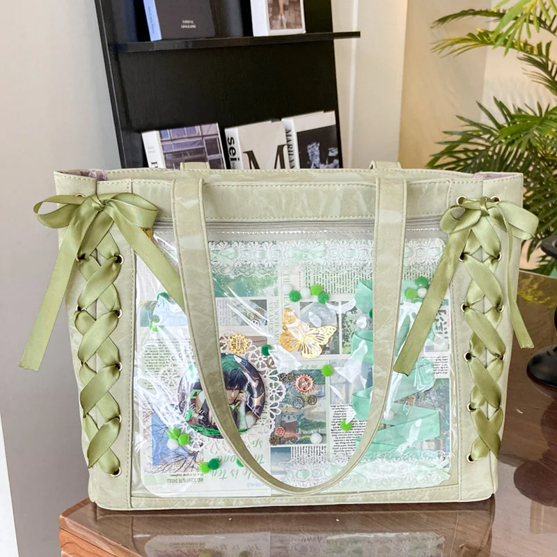 Neue Y2K süße japanische Ita Tasche Lolita Mädchen transparente Schultertasche große Kapazität Umhängetasche Casual Bag DIY Display Handtaschen