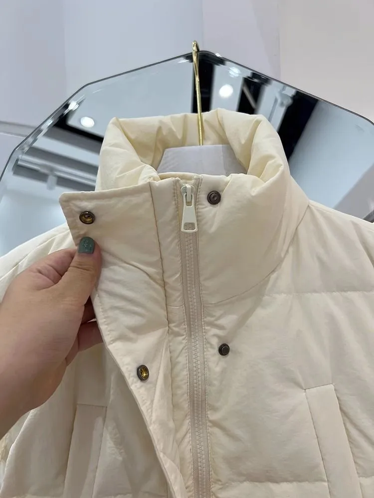 Frauen Weste 2023 Neue Herbst Winter Koreanische Taille Ärmel Unten Baumwolle Westen Weibliche Parkas Warme Weste Damen Jacken Tops