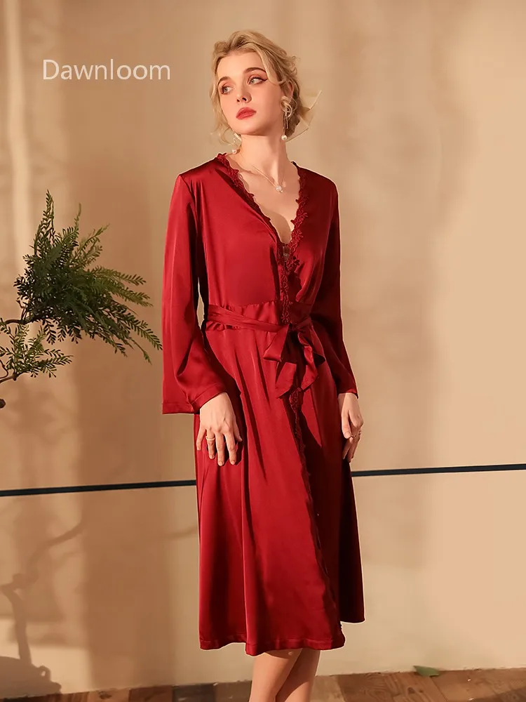 

Французская атласная ночная рубашка для женщин с кружевными краями и открытой спиной, с регулируемыми завязками, длинное свадебное утреннее платье