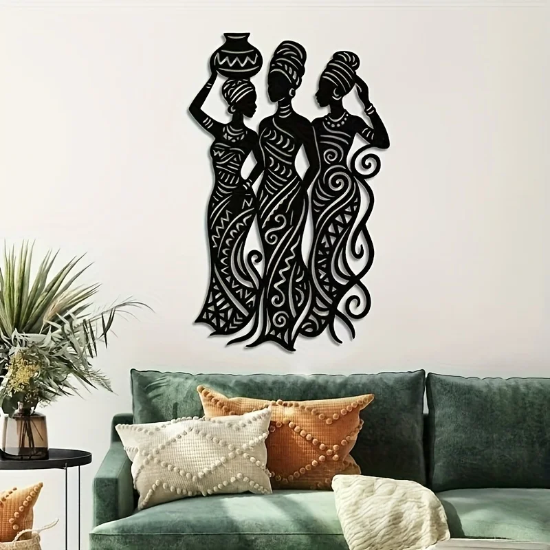 African Woman Silhouette Metal Wall Decor, Tribal Style for Home Party, Gift for Housewarming & Birthday