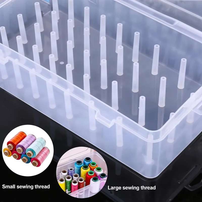 

Home sewing storage box (not suitable for large spools), 42 axis large capacity, transparent bracket, professional tools, 3pcs