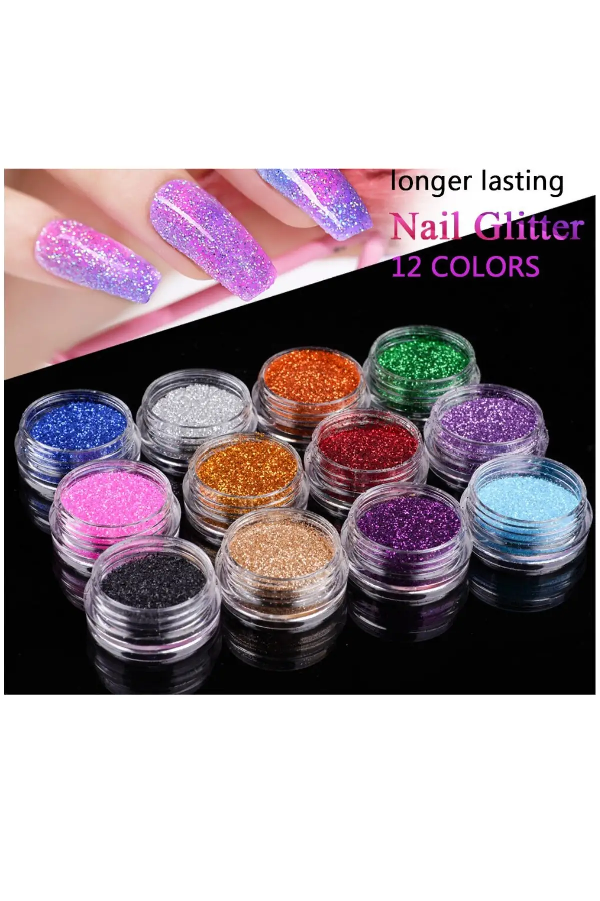 Nagel Glitter 12 Stück Glitter Nagel Dekoration Set Kristalle Diamanten Nagel Strass Set