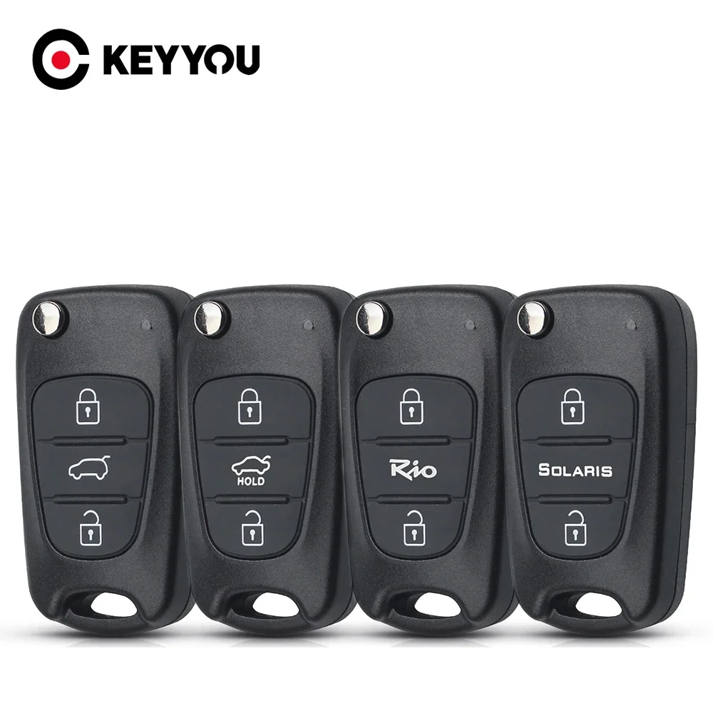 KEYYOU 20Pcs For Hyundai I20 I30 IX35 I35 Accent For Kia K2 K5 Rio 3 Ceed Sorento Sportage 3BT Flip Remote Car Key Shell Case