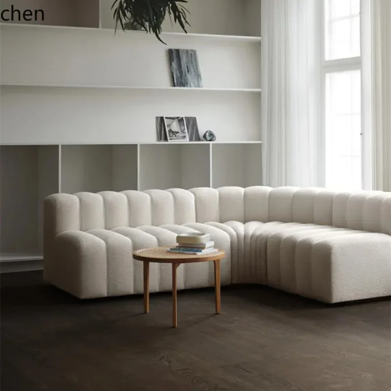 v1  Modern Modular Fabric Living Room Sofa Simple Piano Key Creative Lamb Wool Sofa Set