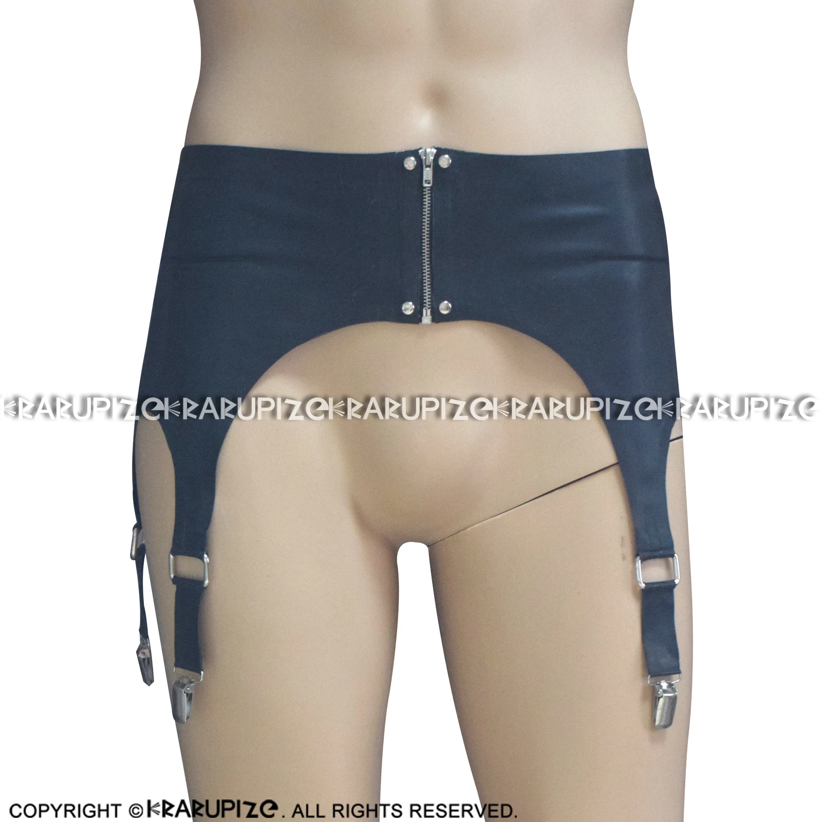 

Black Sexy Mini Latex Skirts With Garters For Stockings Zipper At Front Short Rubber Bottoms JC-0017