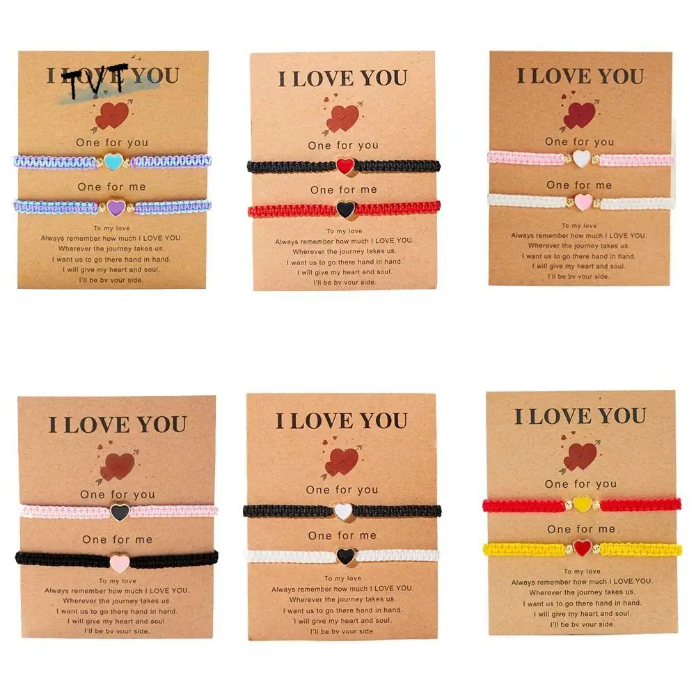 

Contrasting Colors Heart Shape Bracelet Braided Love Heart Couple Bracelet Hand Rope Jewelry Accessories Fortune Bracelet Women
