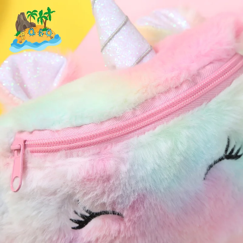 Peluche unicorno borsa cartone animato tracolla messenger bag ragazze e studenti carino petto borsa inverno bambini