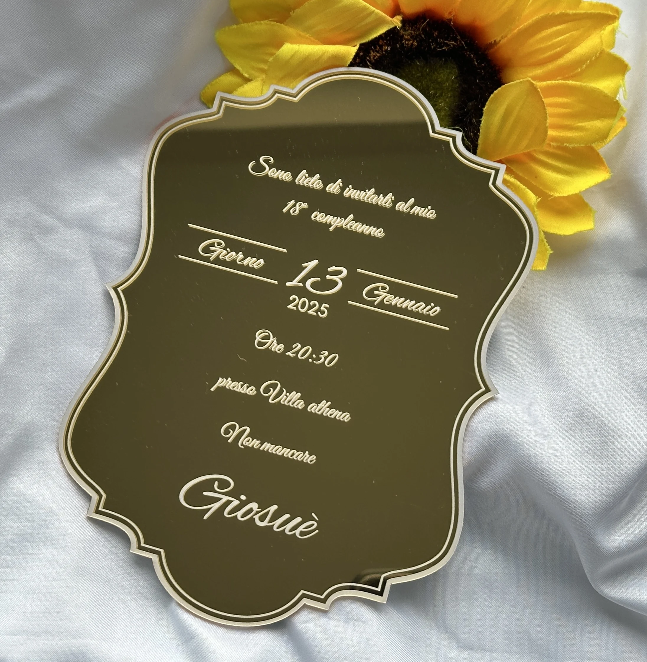 

Personalized Gold Mirror Acrylic Birthday Invitation Cards Custom 10pcs