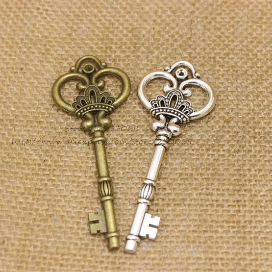 Free Shopping Large Crown Key Charms Vintage Zinc Alloy Jewelry llaves Charms 10pcs 32*84mm Hot Sale