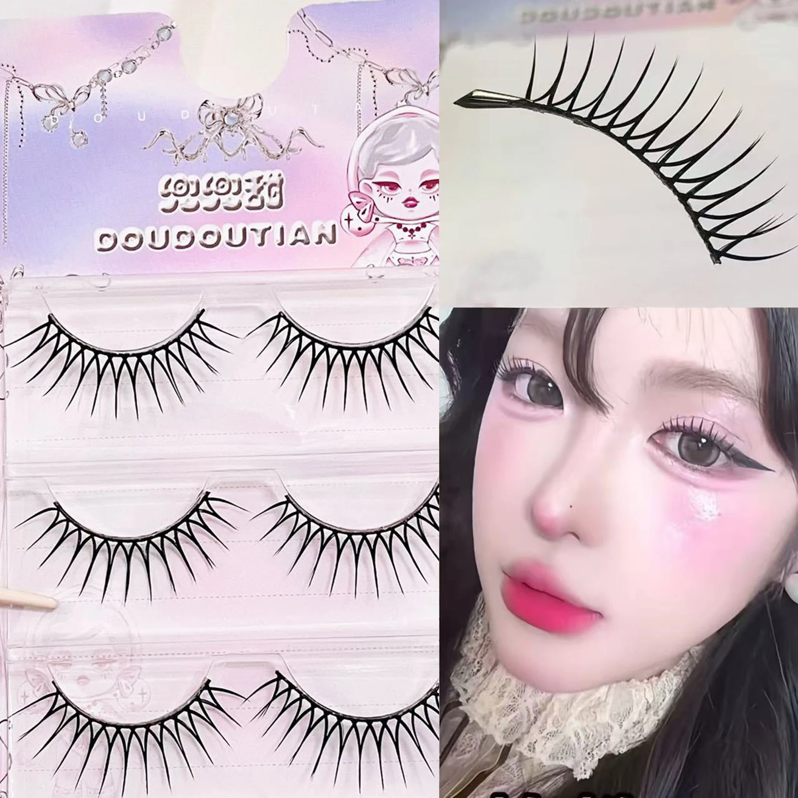 Cosplay Wispy Strip Eyelashes For Women U-shaped Natural Spiky Wispy Thick Eye Lash For Beauty Eye Cosplay Diy Makeup Tools - zdjęcie 1