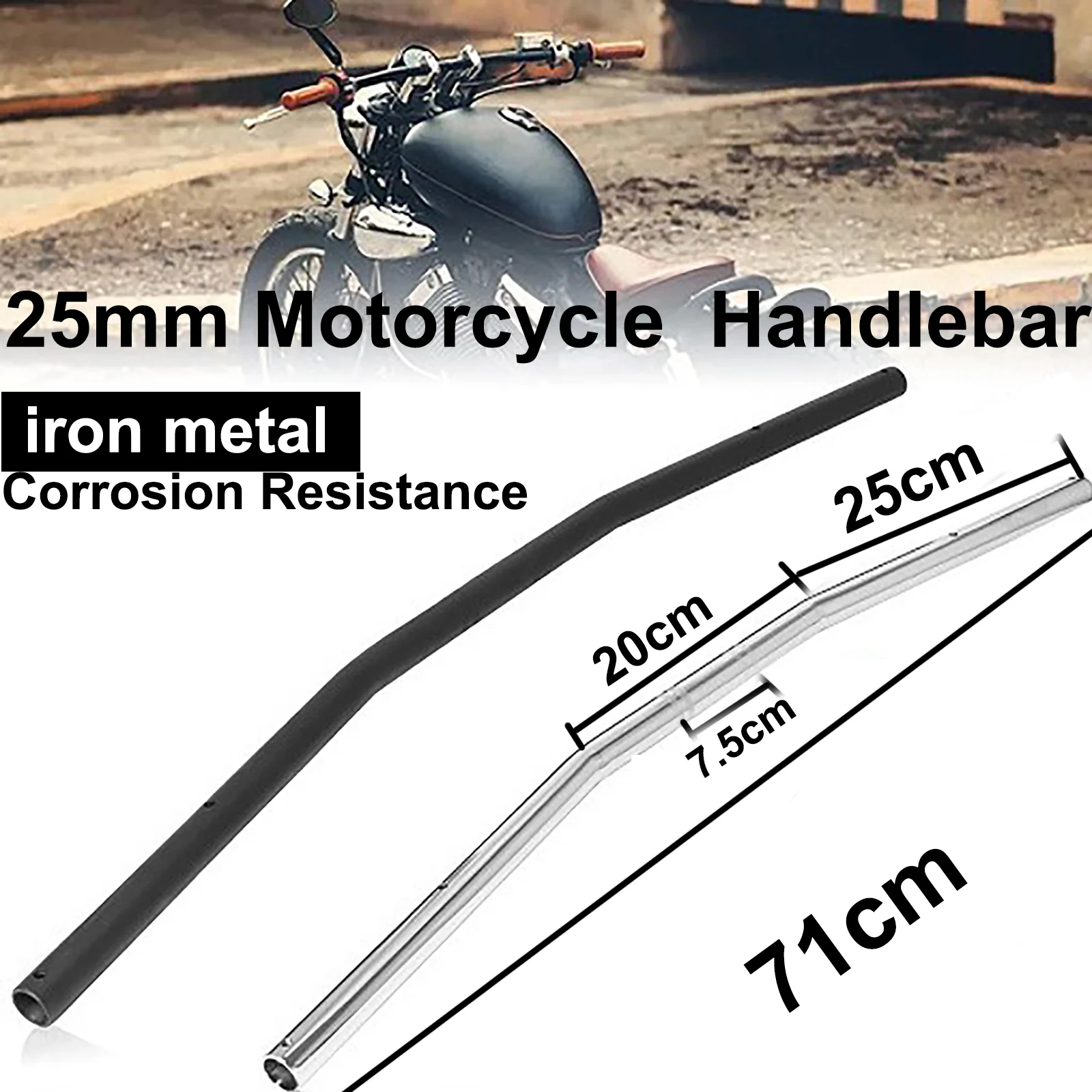 

25 мм универсальный ретро руль мотоцикла, руль для мотокросса, винтажная ручка для скутера, чоппера, кафе, гонщика, велосипеда