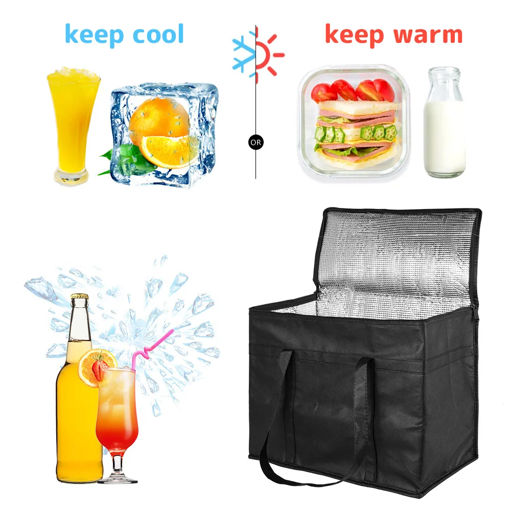 30L Portable Insulated Cooler Bag Leak-proof Food Delivery Bag Foldable Food Thermal Tote Bag for Picnic Beach Camping Work Trip - view 2