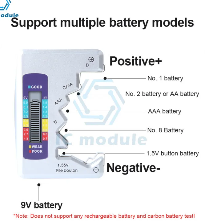 New Digital Display Battery Tester AA/AAA/9V/1.5V Button Cell Battery Capacity Check Detector Capacitance Diagnostic Tool