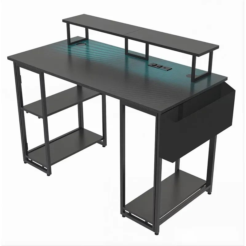 for Upgraded Modern Metal Gaming Desk with Storage Durable Space Saving Wooden Surface Computer Workstation Easy to
