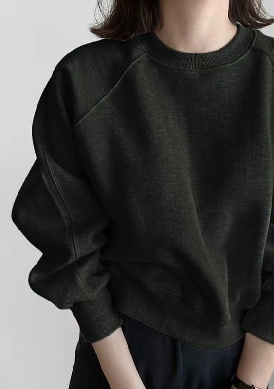 Herbst und Winter Neue Einfarbig Einfache Lange Ärmeln Kurzen Hoodie Lose Pullover Top Hoodie