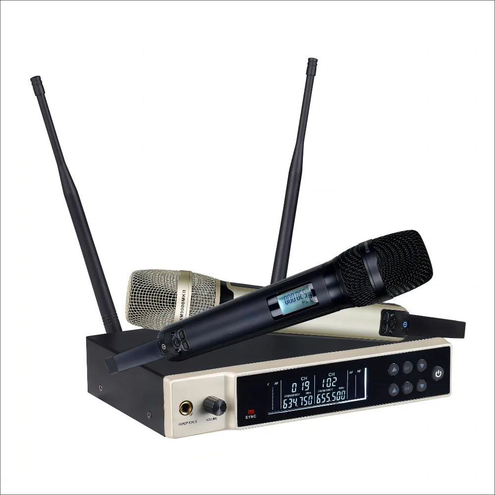 for Hot Selling Professional Uhf Wireless Microphone System Metal Wireless Handheld Microphone Karaoke Microphone Church/Stage
