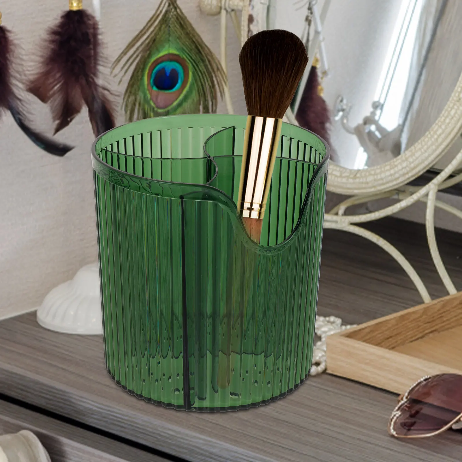 

Прозрачный органайзер-стакан для кистей для макияжа, карандашей, ручек, маркеров, инструментов для бровей, принадлежностей для ухода, для туалетного столика и ванной комнаты