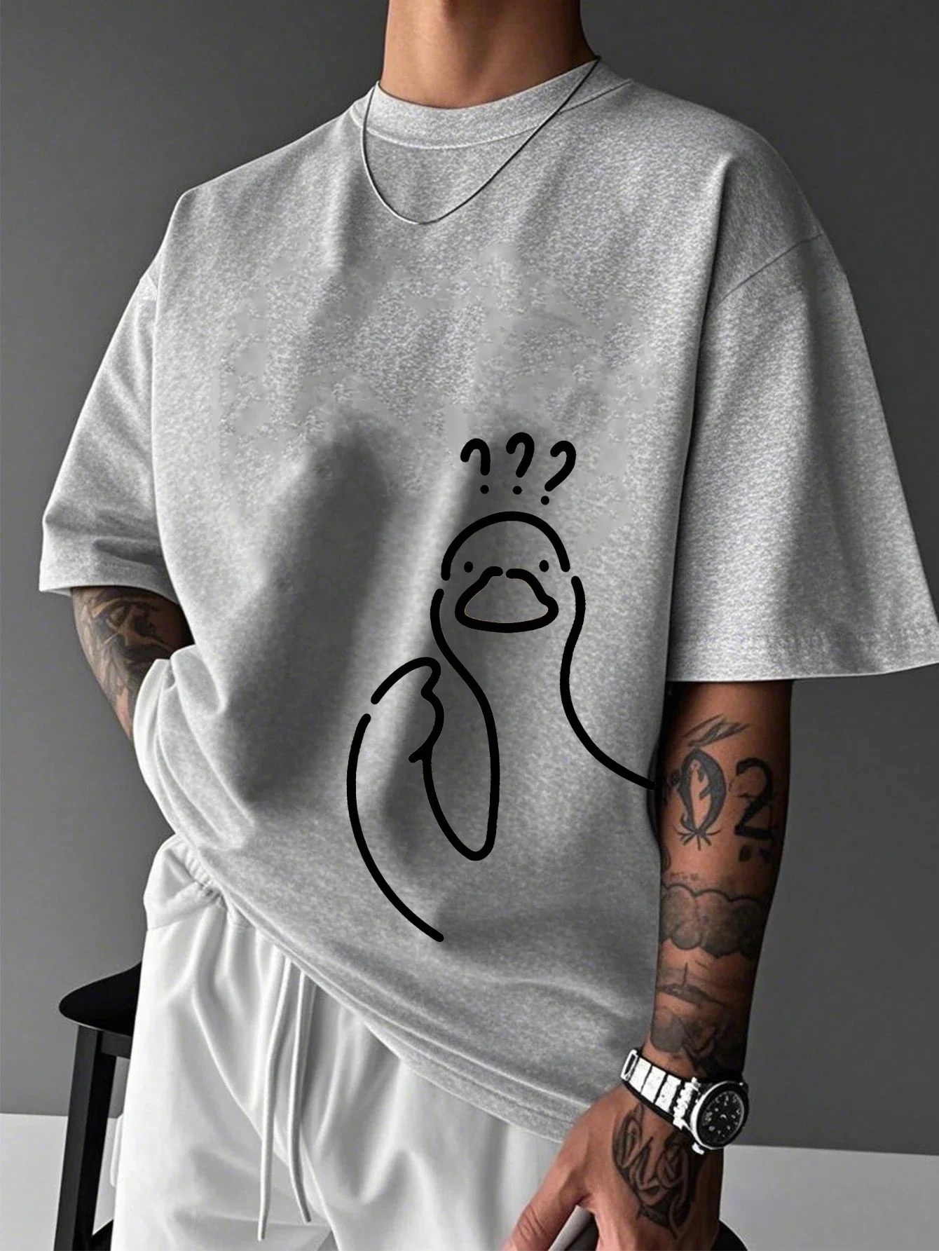 Pure Cotton Summer Men's Casual Fashion Cartoon Print Round Neck Short Sleeved T-shirt Versatile Men's and Women's Top