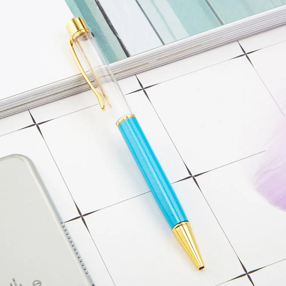 Bolígrafo de tubo vacío DIY en polvo dorado, bolígrafos de Gel neutro huecos con relleno automático, bolígrafo de firma de secado rápido de 1mm, suministros escolares