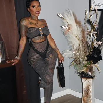 Gestrickter, ausgehöhlter, träger loser Overall für Frauen 2024 Sommer einfarbiges Spitzen netz ärmel los rücken frei, schmal geschnitten, sexy insgesamt