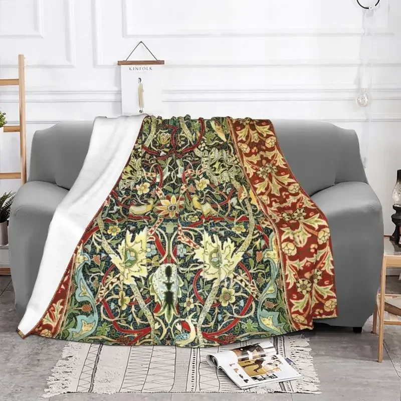 William Morris Bullerswood Antique Rug Print Blanket 3D Print Flannel Fleece Warm Throw Blankets for Office Bedroom Sofa Quilt