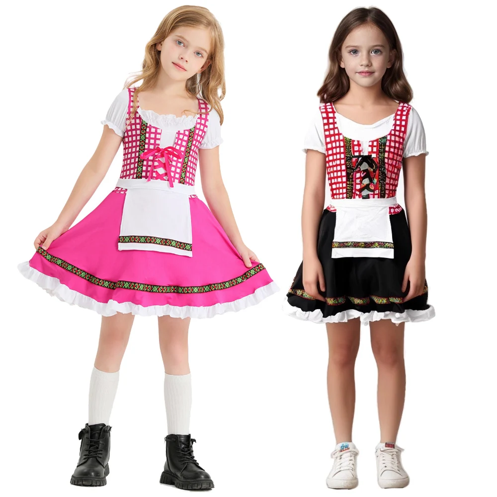 

Oktoberfest Costume for Girls Kids Children German Beer Maid Wench Costumes Bavarian Dirndl Kids National Costume