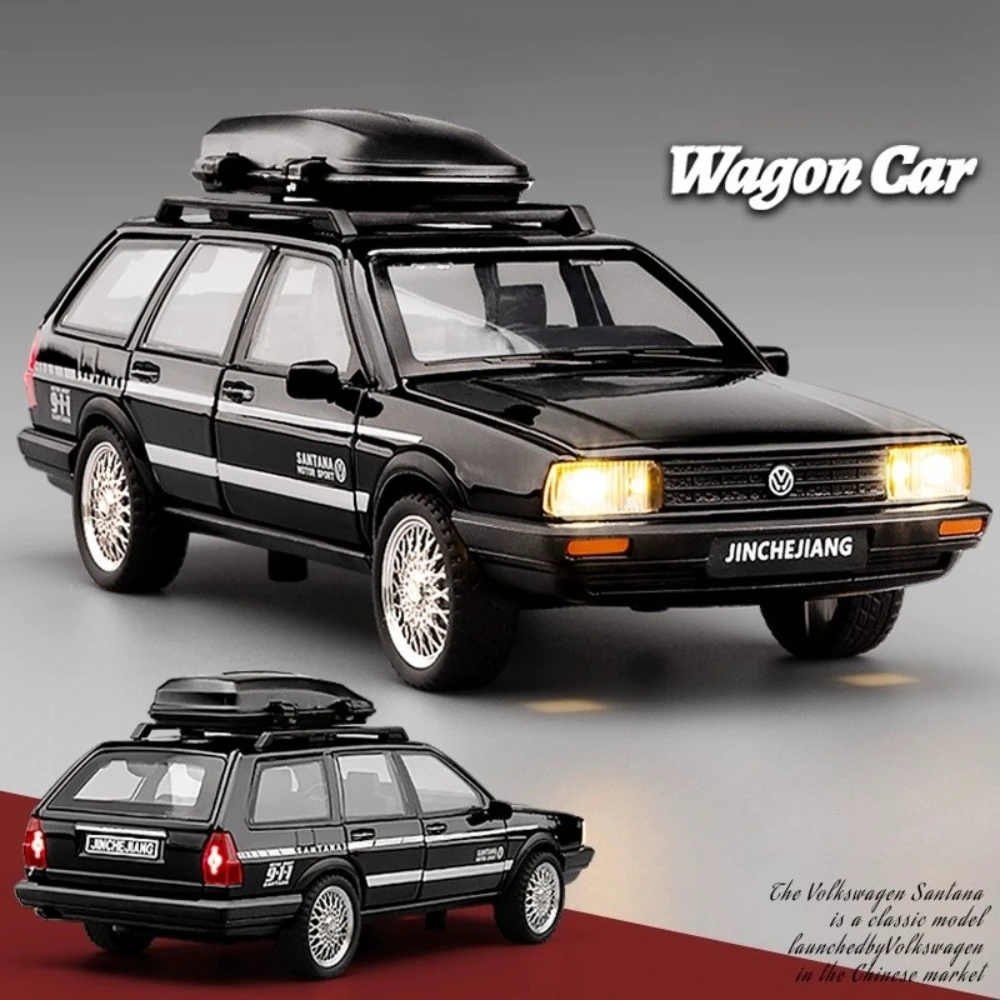 1:32 Santana Wagon 300SL Miniatuur Model Speelgoed Diecast Legering Vintage Auto Geluid Licht Trek Deur Geopend Voertuig Desktop Ornament