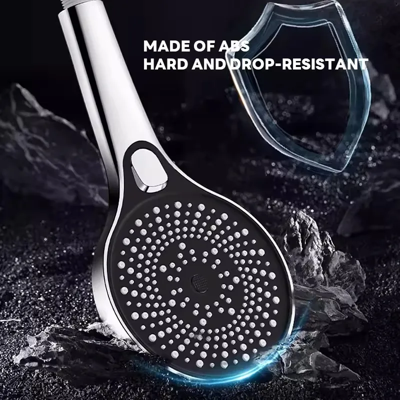 130MM Big Panel High Pressure Shower Head Set 3 Modes Adjustable Large Flow Waterfall Pressurised Bathroom Handheld Showerhead
