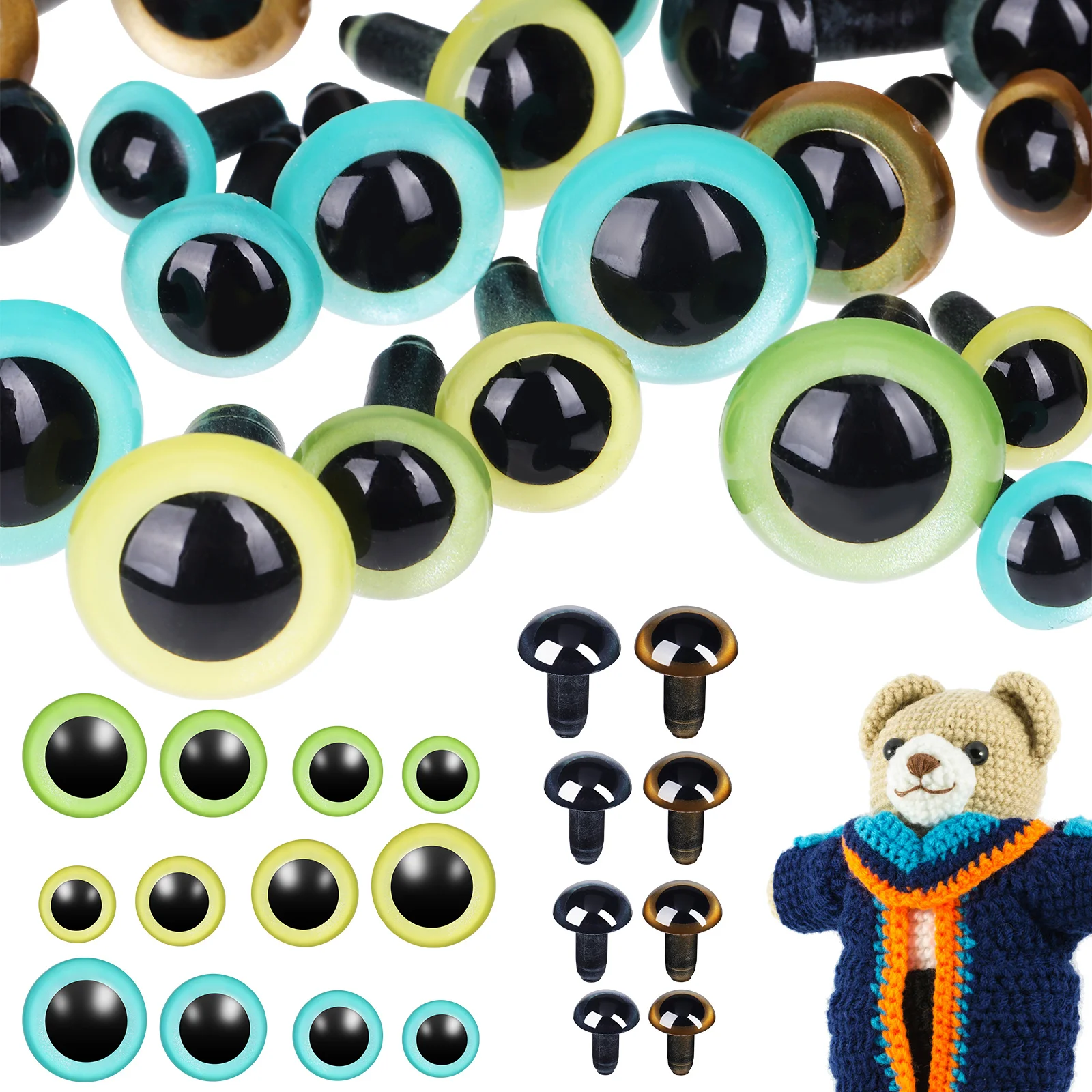 40 Uds. Ojos de seguridad bolas de ojos falsas ojos realistas ojos de ganchillo para muñecos de peluche esculturas y accesorios accesorios de ganchillo