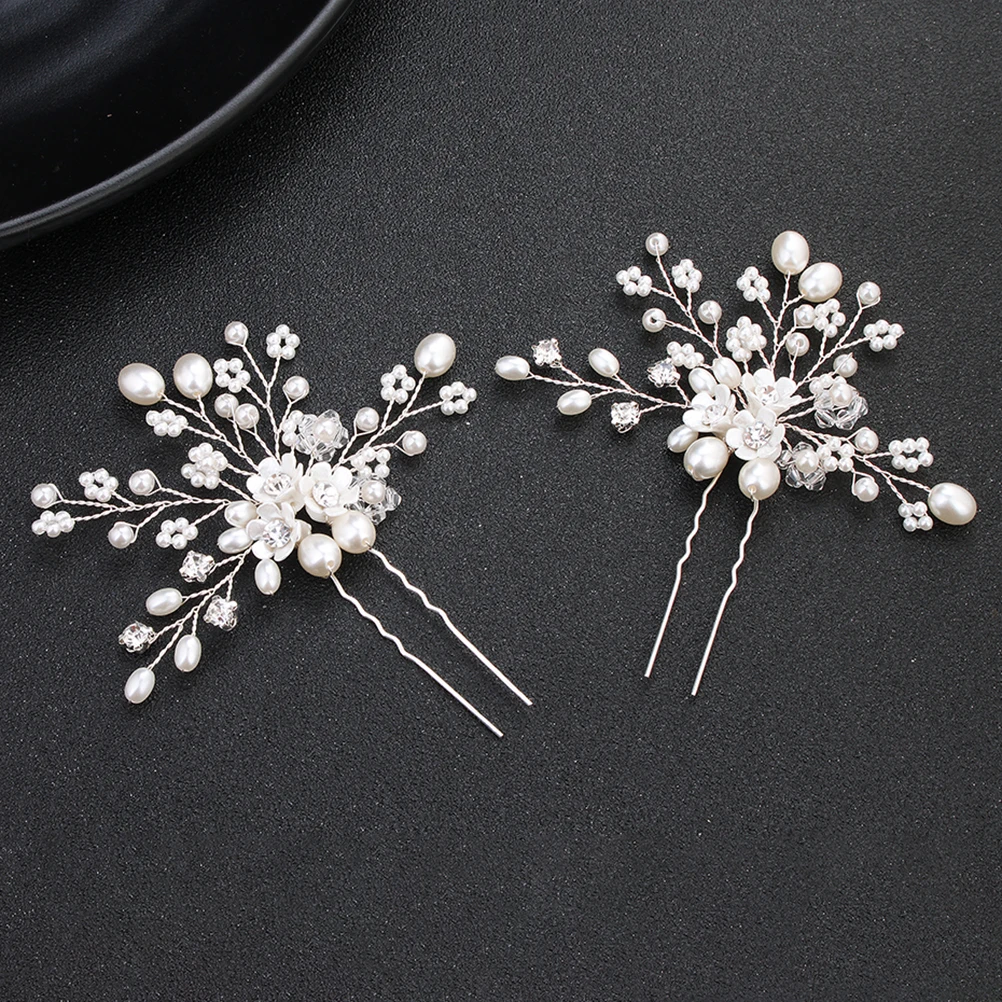 

Pearl Rhinestone Hairpin Wedding Jewelry Accessories Women for Clips Barrette Pearls