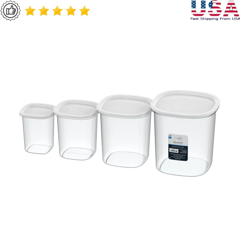 

Набор канистр из 8 предметов, организация сухих товаров, закуски, предметы первой необходимости для выпечки, штабелируемые прозрачные контейнеры для хранения, экономия места, дизайн