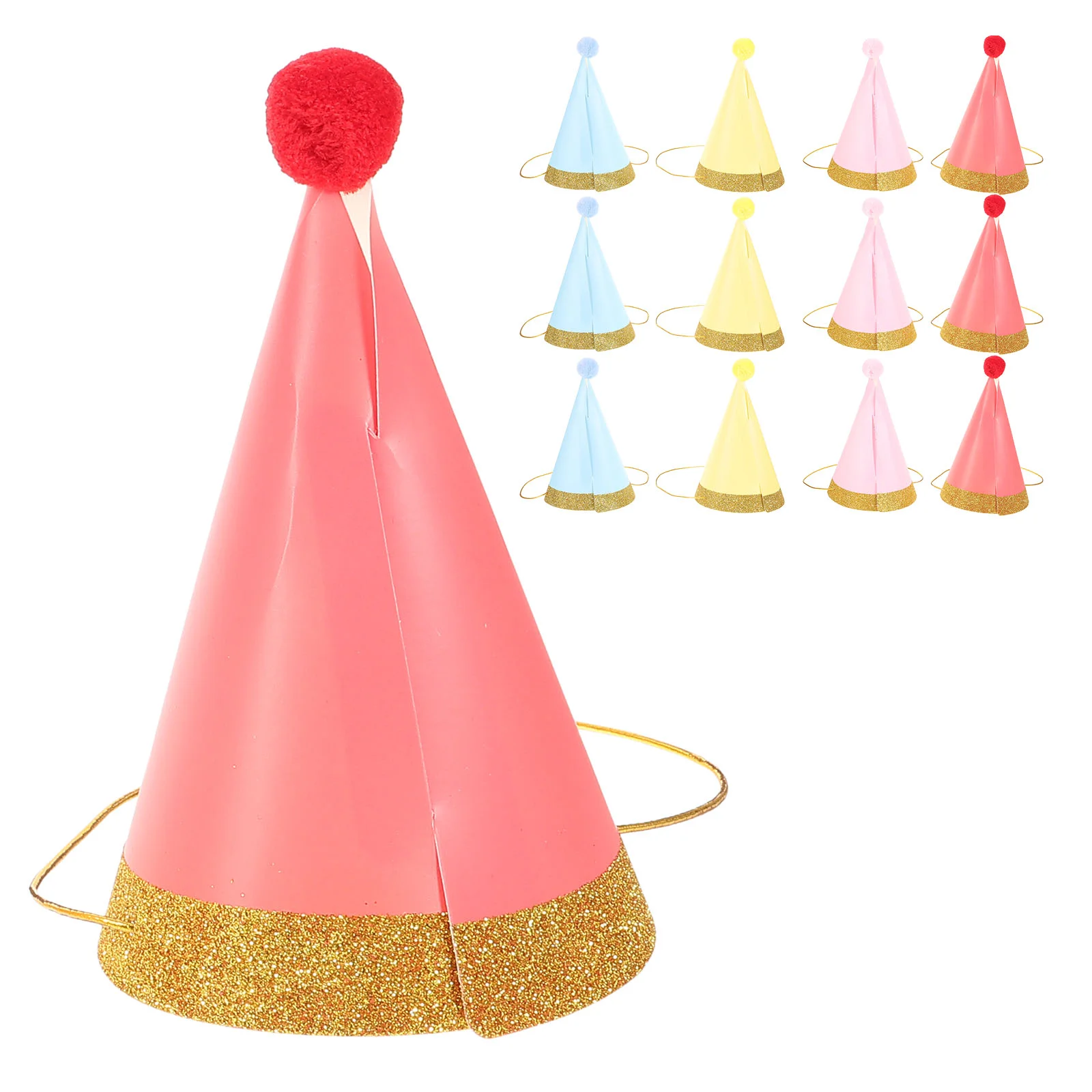 12 Pcs Mini Birthday Hats for Stuffed Animals Kid Gifts Party Cone Cap Conical Commemorate