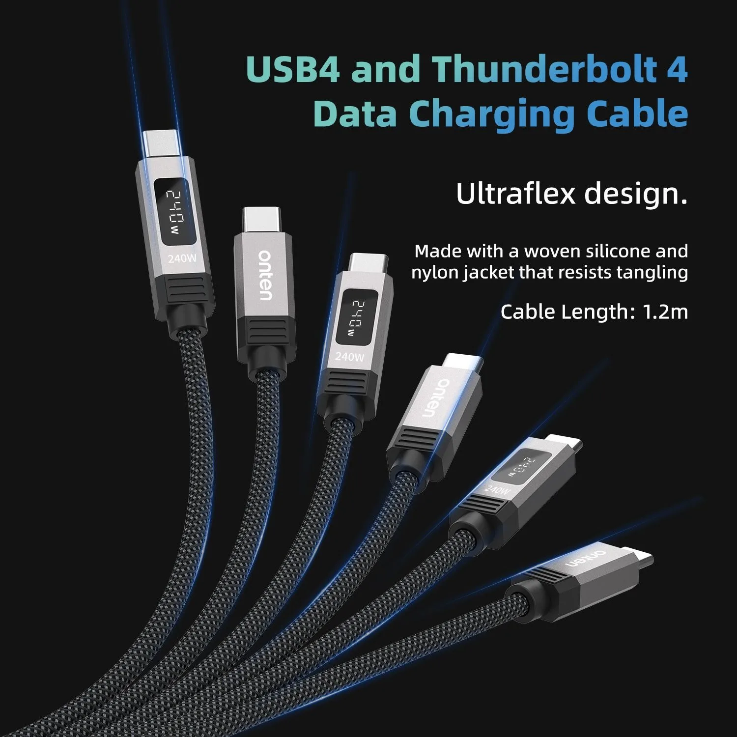 ONTEN CC212 USB4 Thunderbolt 4 Cable Digital Display PD240W 8K 40Gbps Type-C to C Fast Charging Data Cable For Mobile Laptop