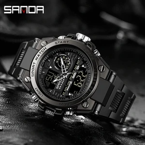 Sanda Men Sports Quartz Watch, Dual Display, LED, elektronisch, digital, wasserdicht, militärisch, für Männer 10 Hauptverkaufswand für die Akademie - №7