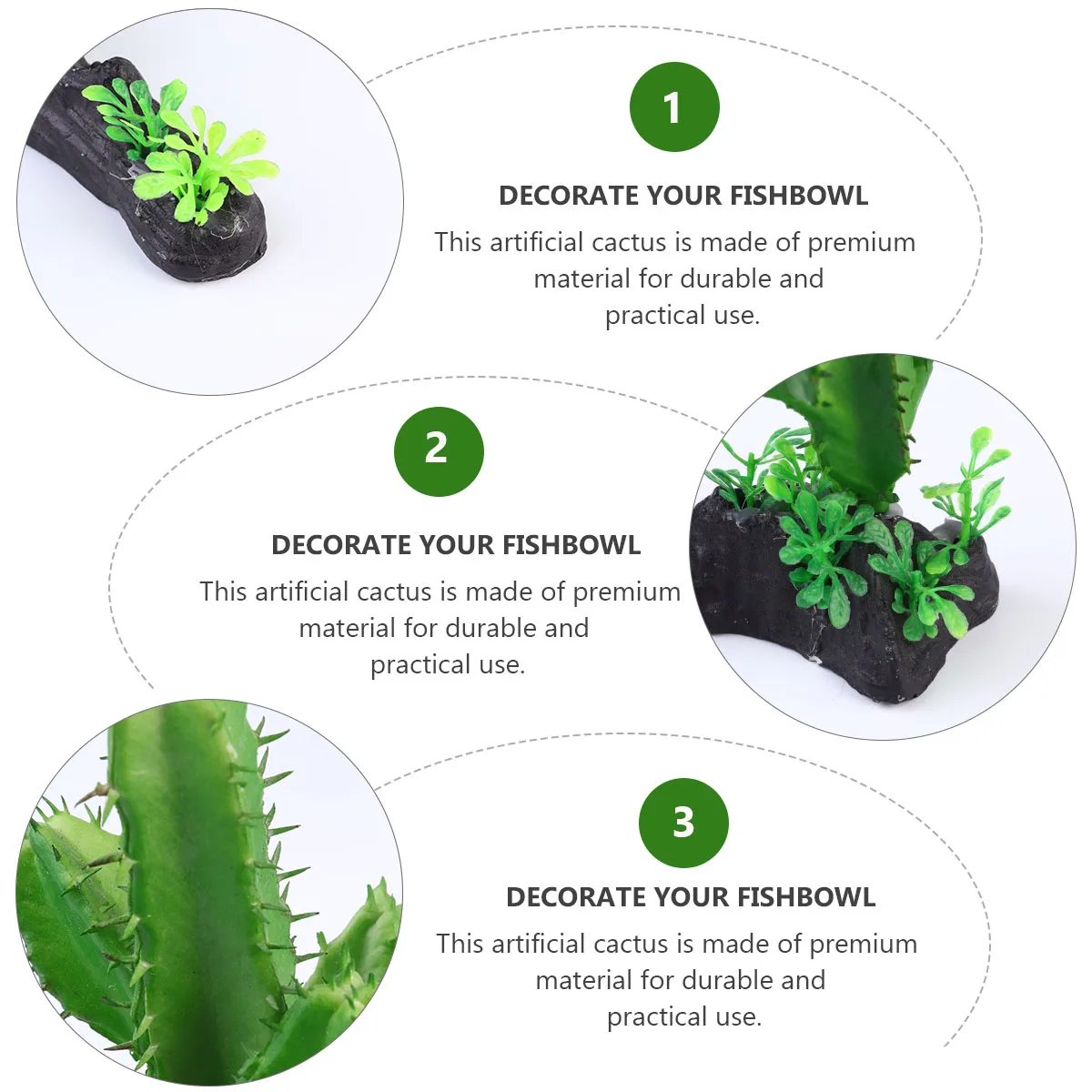 

Artificial Cactus Plants Plastic Resin Decoration for Aquarium Fish Tank Landscaping Bright Green Non Fading Easy Install Secure