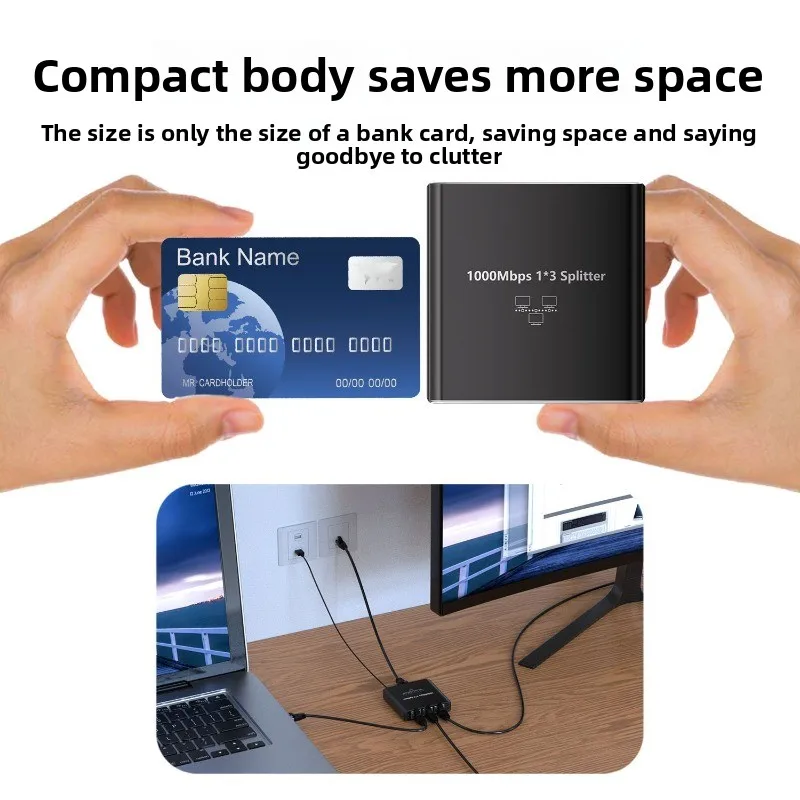 1000Mbps RJ45 Ethernet Splitter 1 in 3 Out Gigabit Network Hub Switch LAN Port Distribution Adapter
