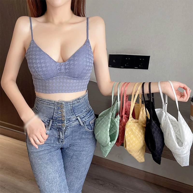 Women Spaghetti Strap Lift And Support Bra Pullover Sleep Bra Camis Bra