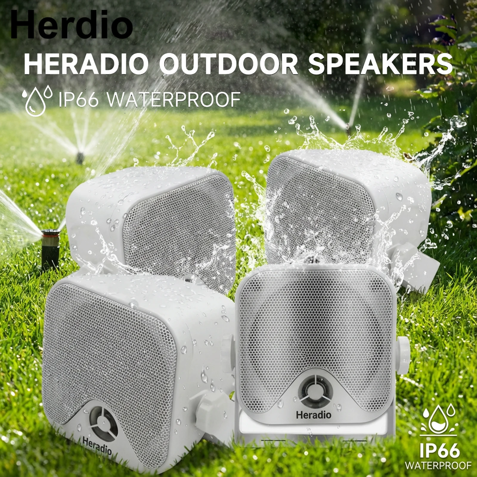 Herdio 4 Inch Marine Speaker Waterproof for Boats 240W Exterior Speakers Surface-Mounted For Skid Steer ATV UTV RZR Golf Cart