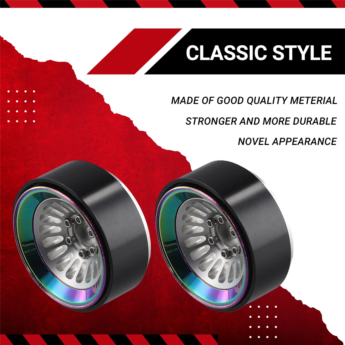 Jantes de cubo de roda altamente recomendadas para carro de esteira RC Axial TRX4M SCX24, preto e multicolorido