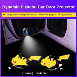 Pokemon Pikachu kablosuz Led araba kapı karşılama lazer projektör Logo anime gölge işıkları için bmw a-udi obd2 araba aksesuarları