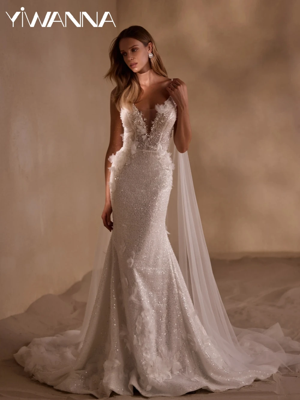 

Exquisite Beaded Thin Straps Mermaid Wedding Dress Dreamy 3D Flower Long Bridal Gown New Customized Elegant Dresses For Bride