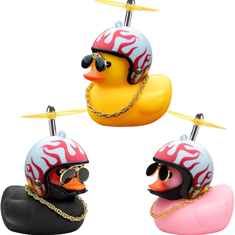 Auto süße Ente mit Helm gebrochen Wind kleine gelbe Ente Fahrrad Motorrad Helm Reiten Radfahren Dekor Auto Ornamente Zubehör – Detail 1
