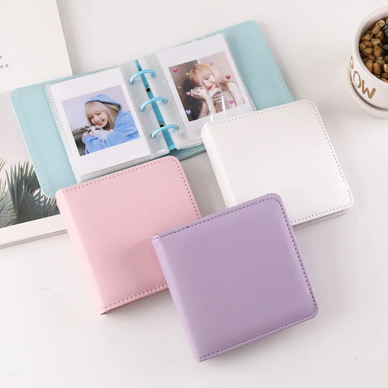 Macaron Color 4 PU Material Mini Binder Album 3 Inch Standard Photos 20 PP Inner Pages Can Hold 40 Photos