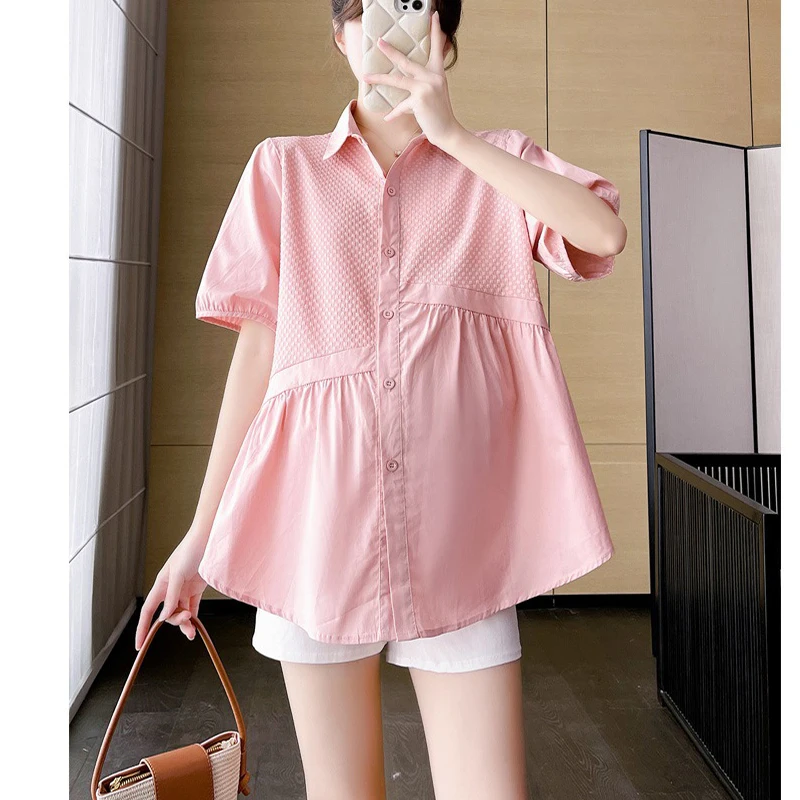 M-2XL النساء الحوامل قمصان قطنية بلوزات الأمومة حجم كبير 3 اللون بلايز عادية الحمل فساتين فضفاضة الملابس