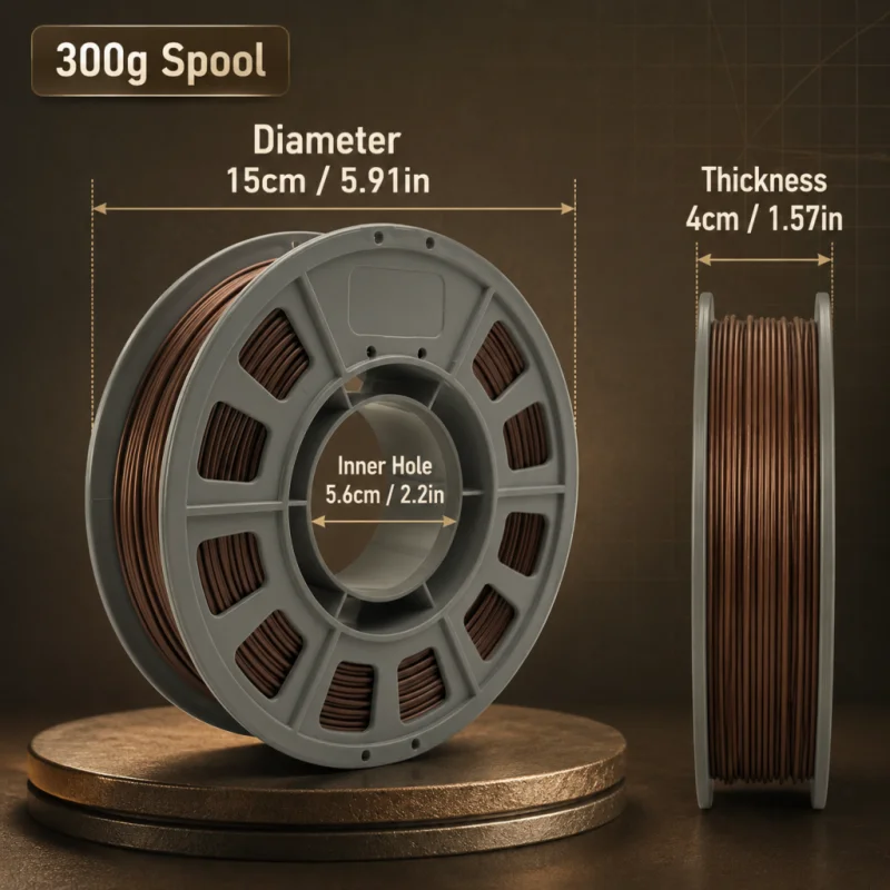 300g PETG Filament 1.75mm 3D Printer Filament Metallic Coffee Brown Shiny Glossy Finish Mini Spool Heat Resistant Easy Printing