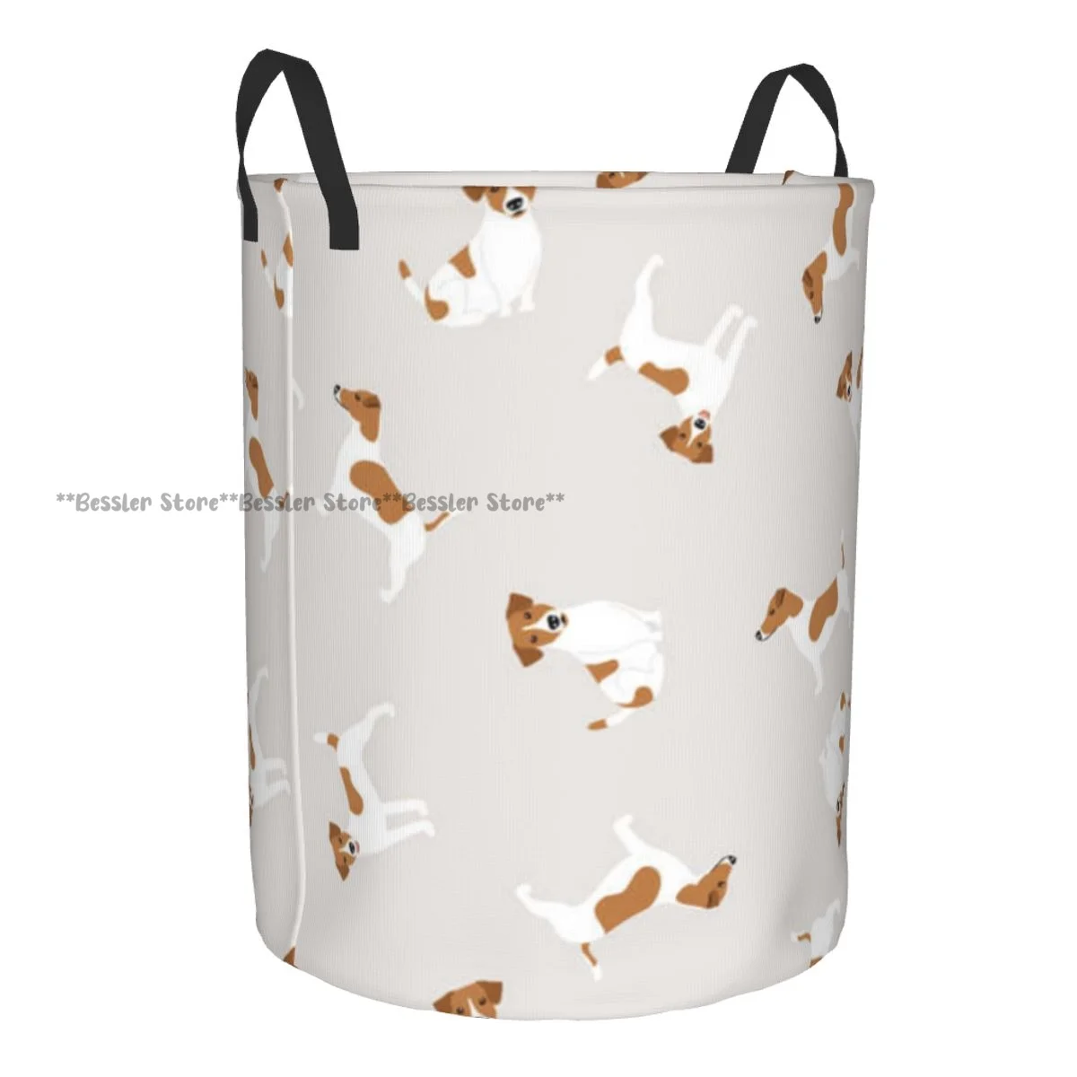 Jack Russell Terrier Dog Breed Pattern Laundry Basket Folding Dirty Clothes Toys Storage Bucket Household